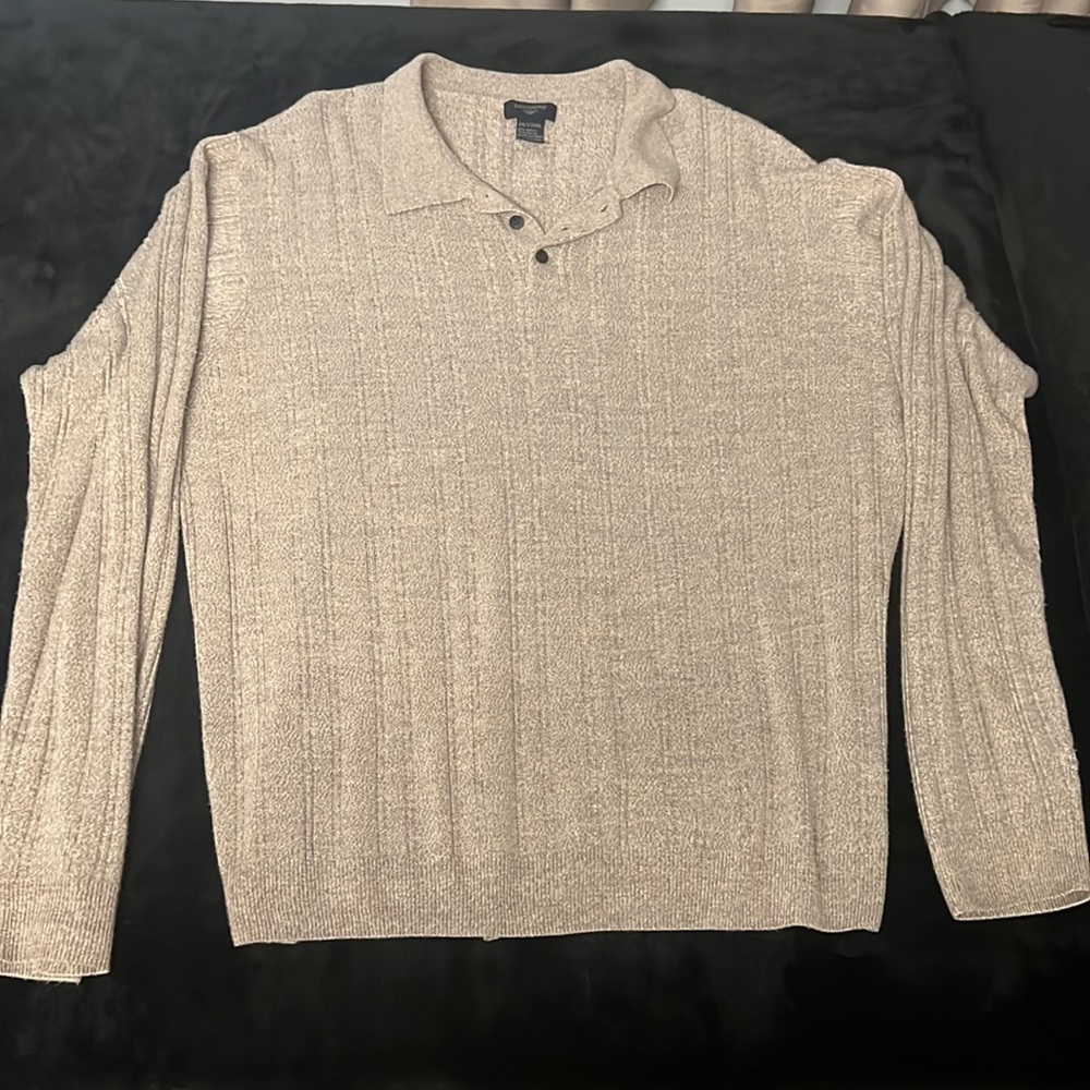 Beige polo button up sweater